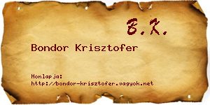 Bondor Krisztofer névjegykártya