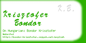 krisztofer bondor business card